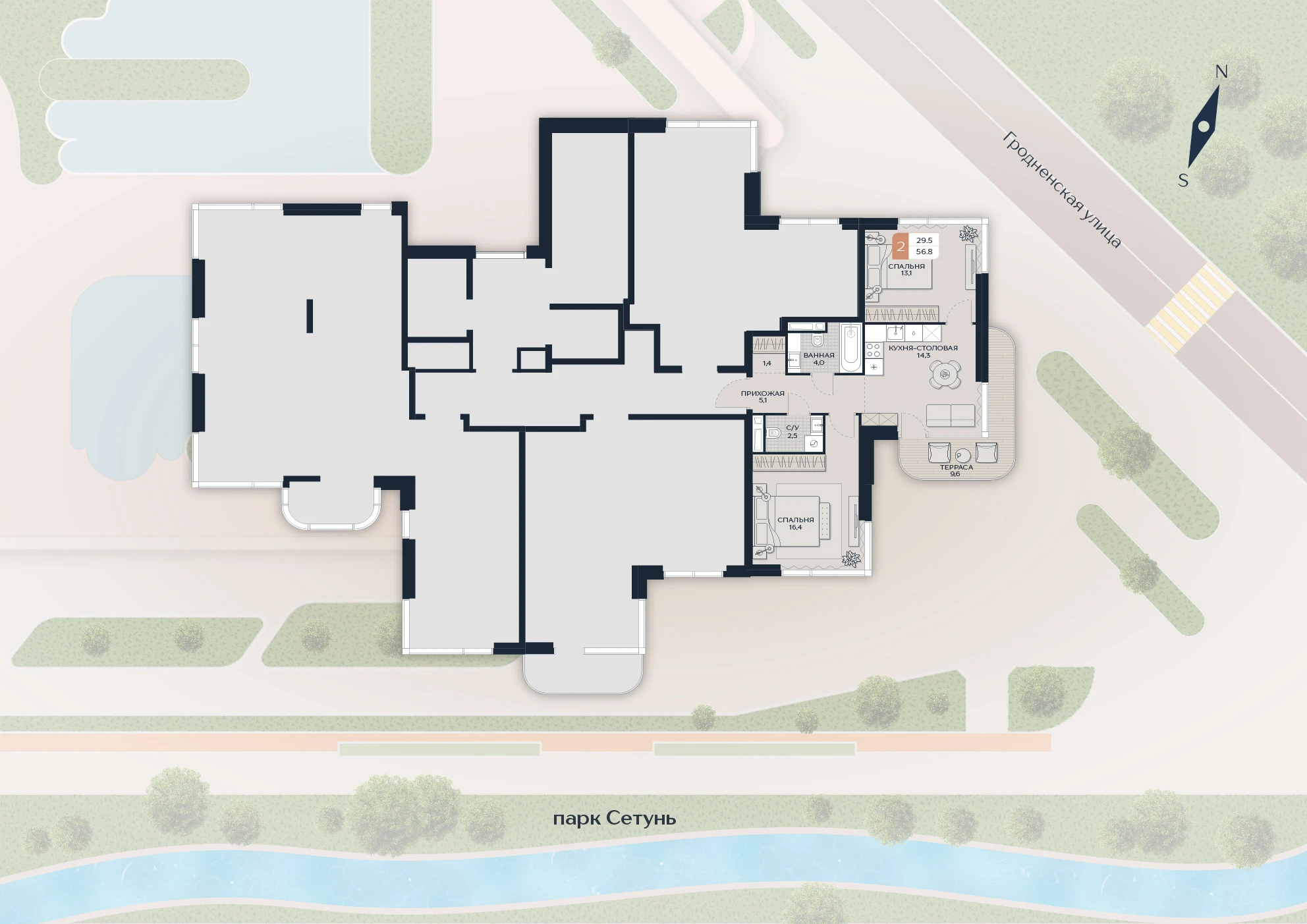 Расположение квартиры 63 на плане здания