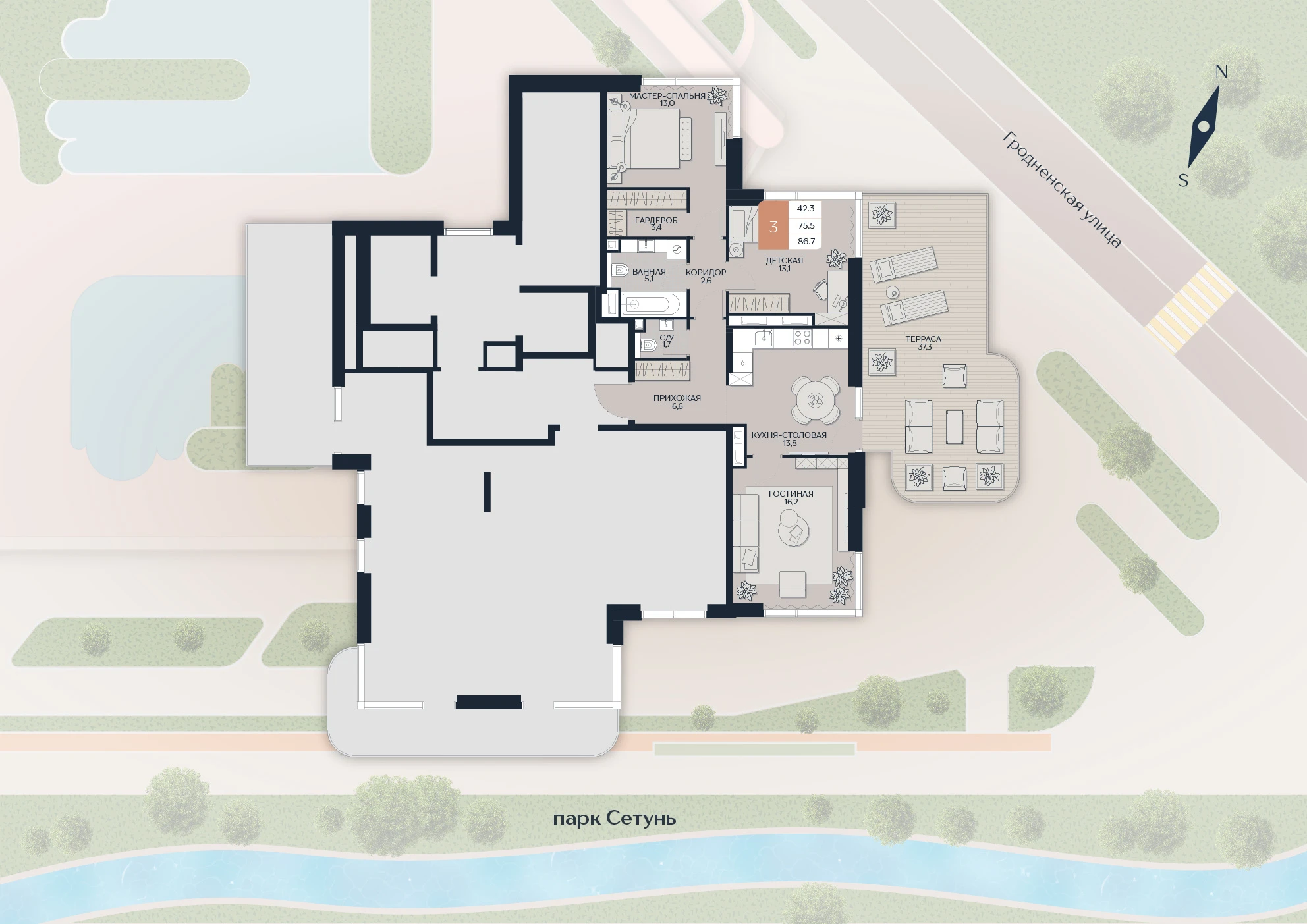 Расположение квартиры 79 на плане здания