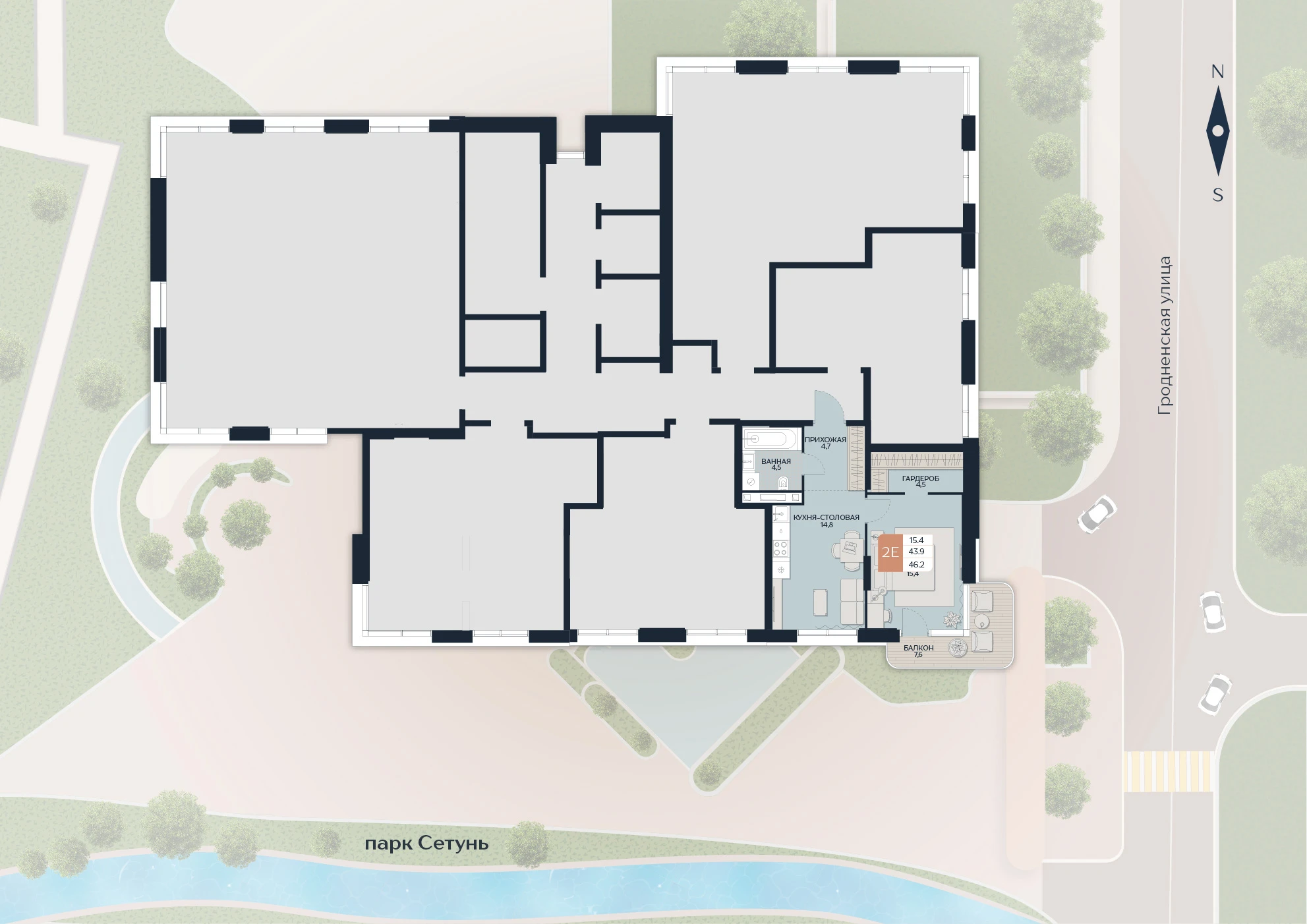 Расположение квартиры 170 на плане здания