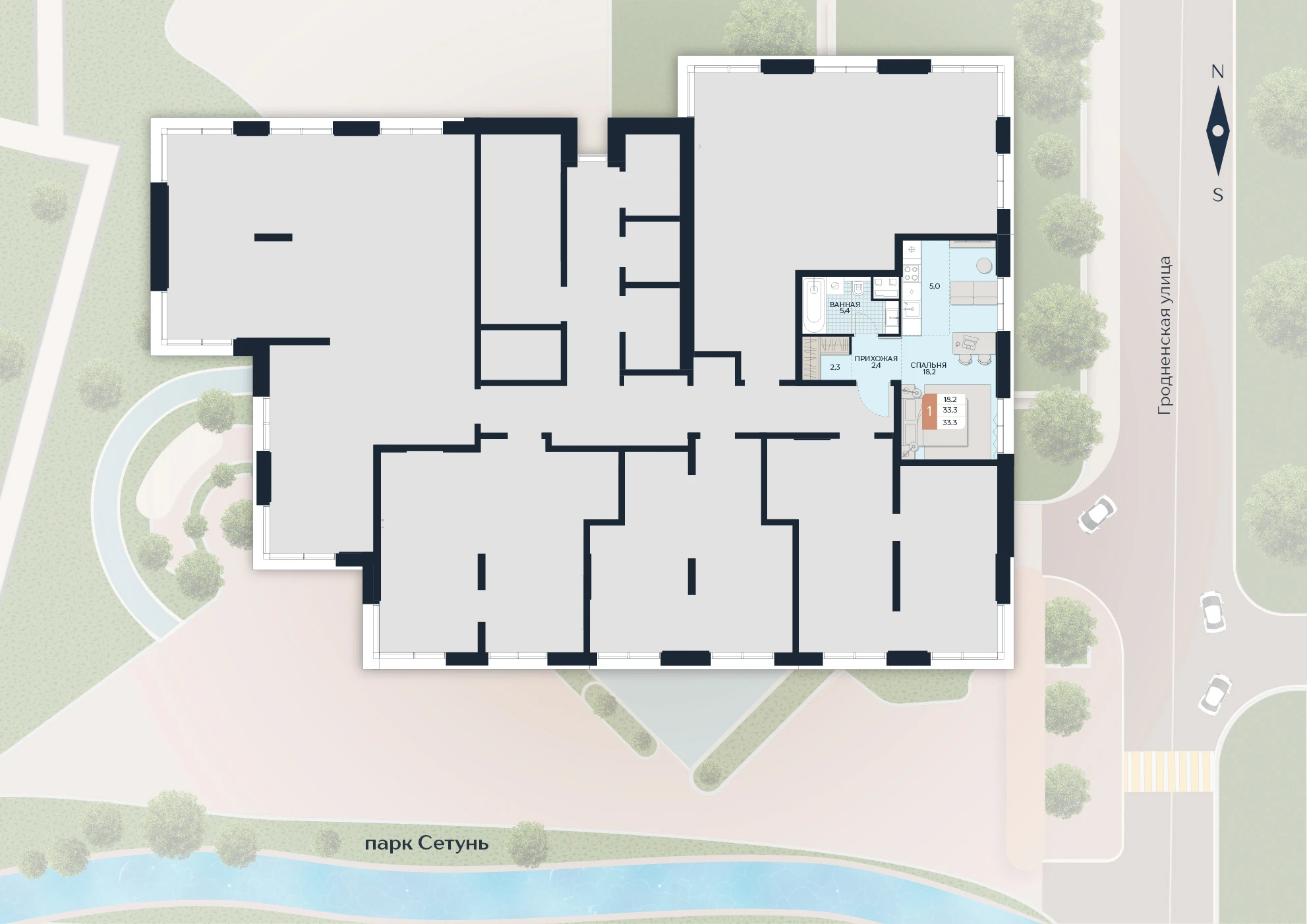 Расположение квартиры 133 на плане здания