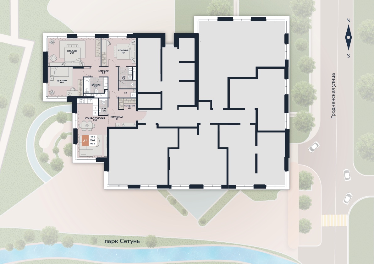 Расположение квартиры 125 на плане здания