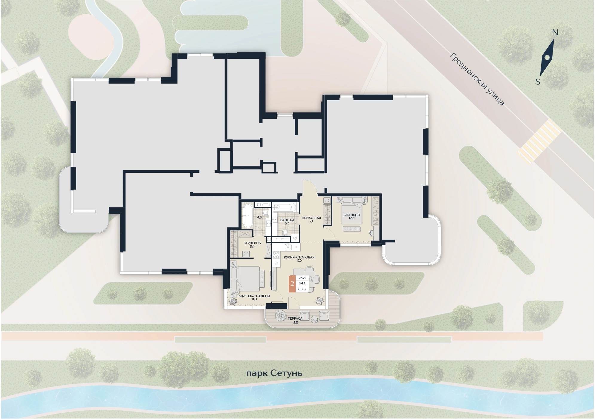 Расположение квартиры 30 на плане здания