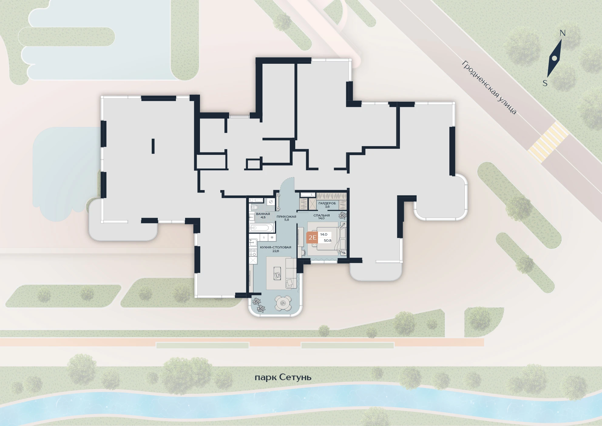 Расположение квартиры 72 на плане здания