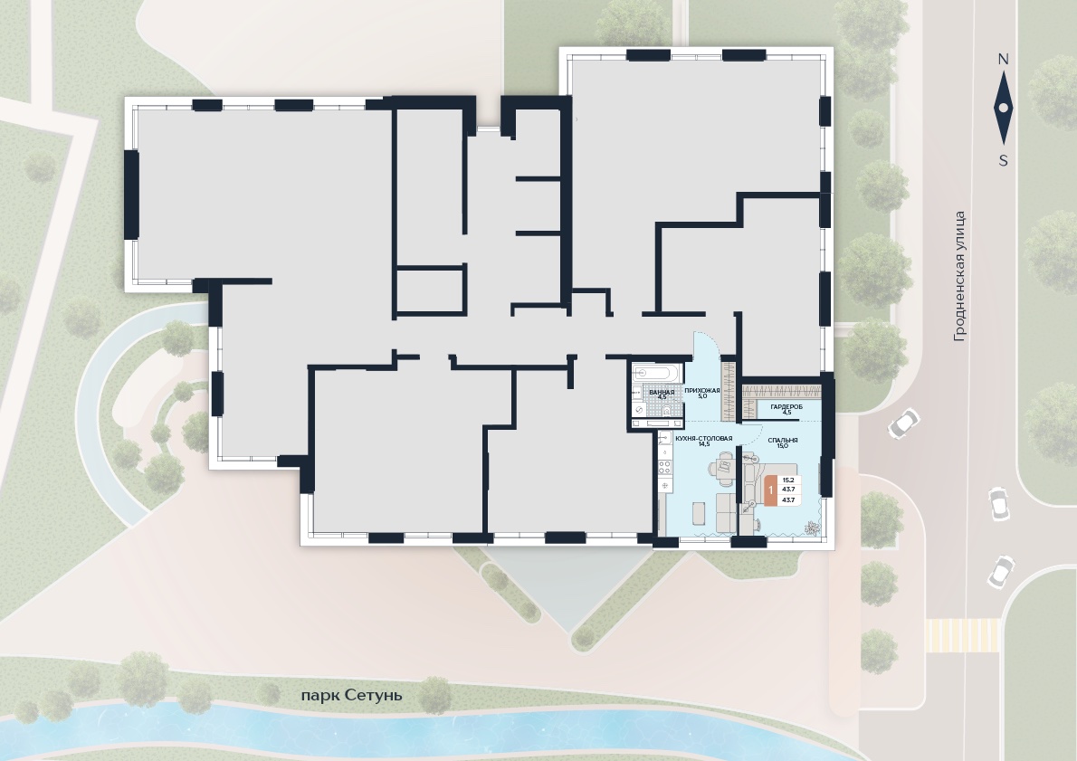 Расположение квартиры 122 на плане здания