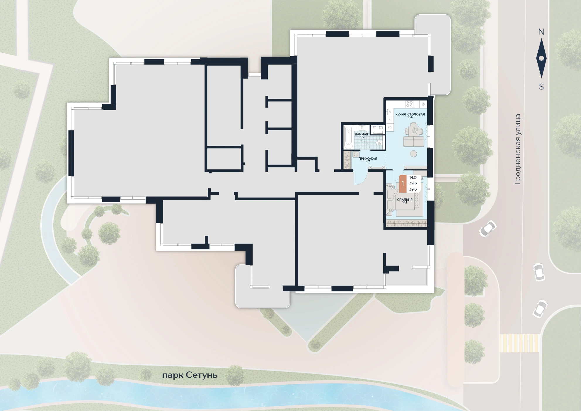 Расположение квартиры 197 на плане здания