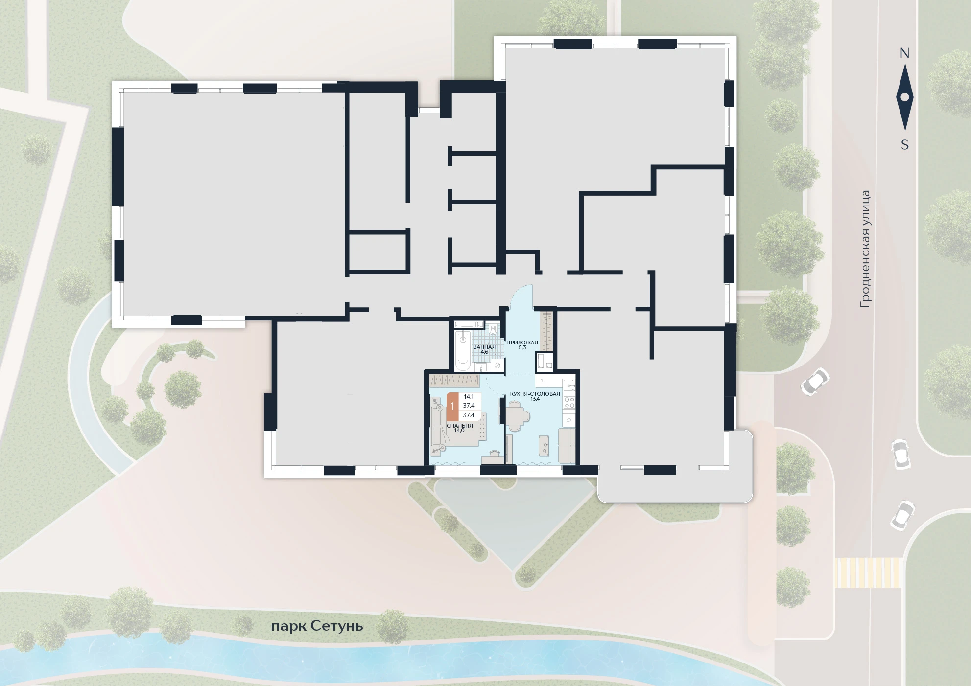 Расположение квартиры 177 на плане здания