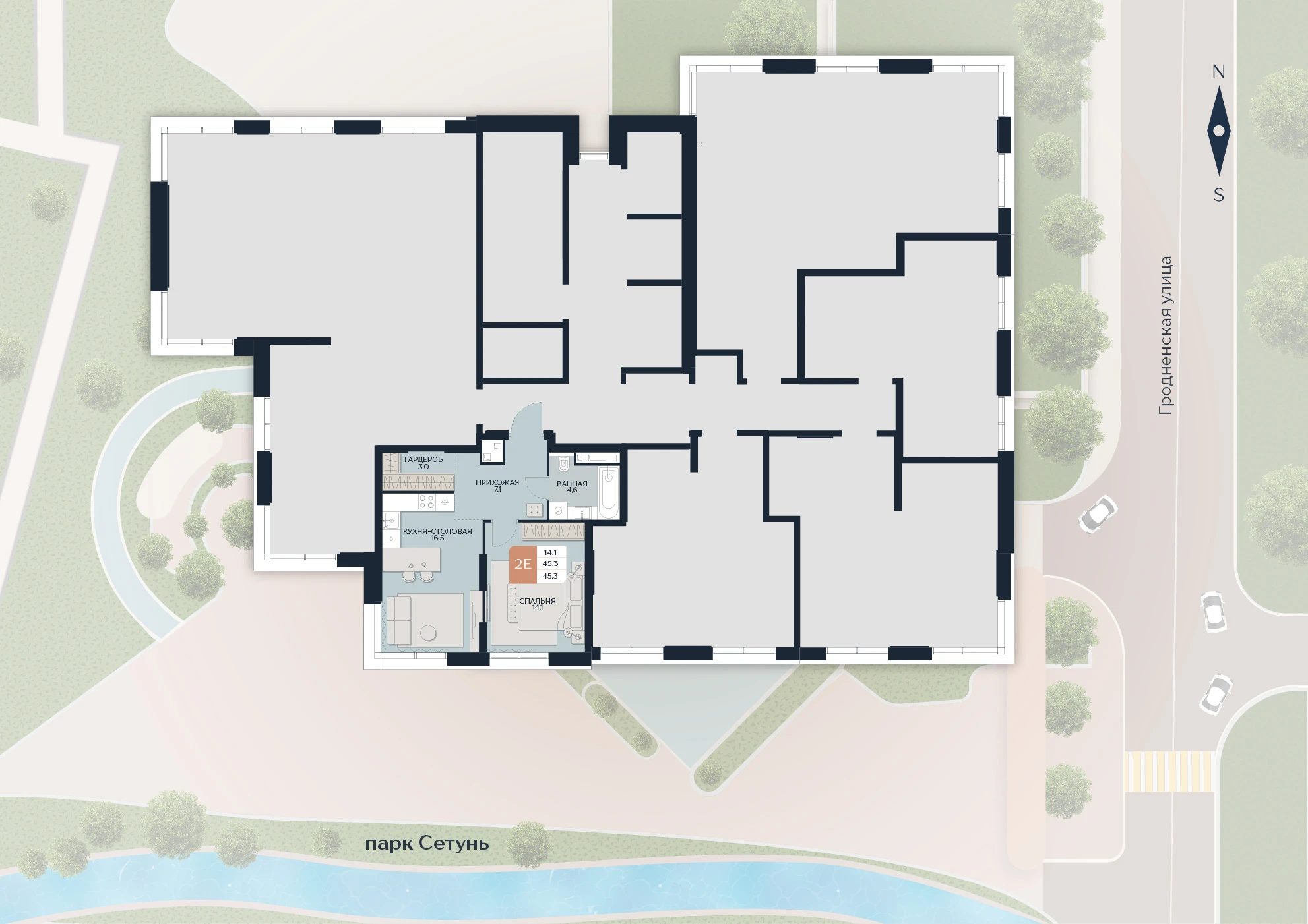 Расположение квартиры 118 на плане здания