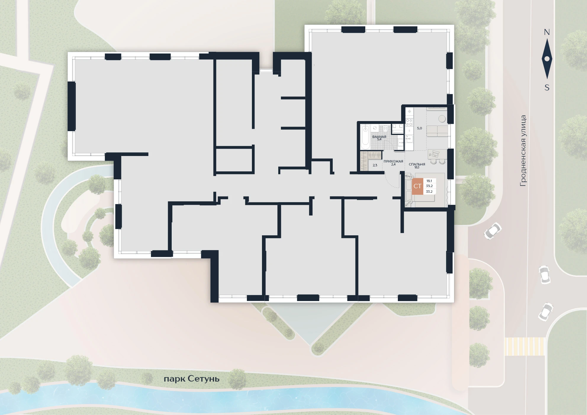 Расположение квартиры 103 на плане здания