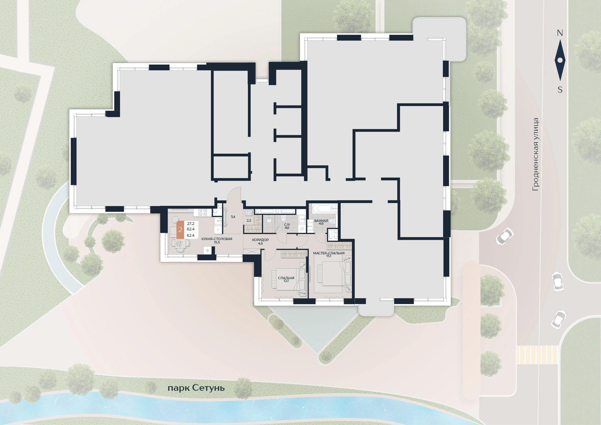 Расположение квартиры 194 на плане здания