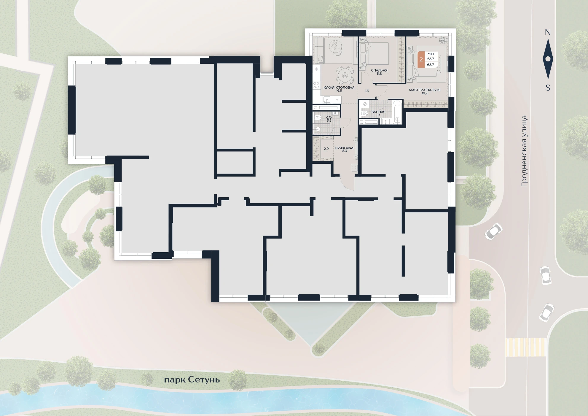 Расположение квартиры 96 на плане здания