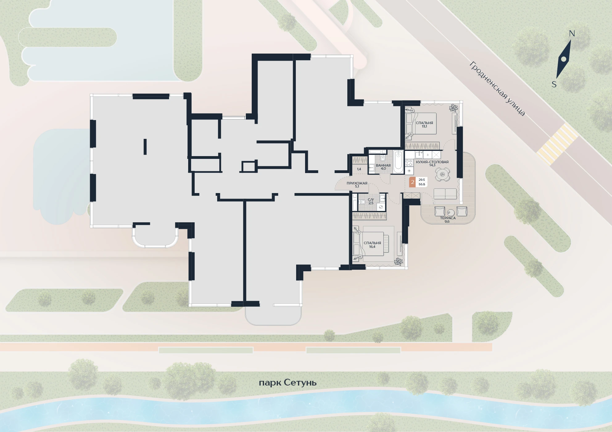 Расположение квартиры 59 на плане здания