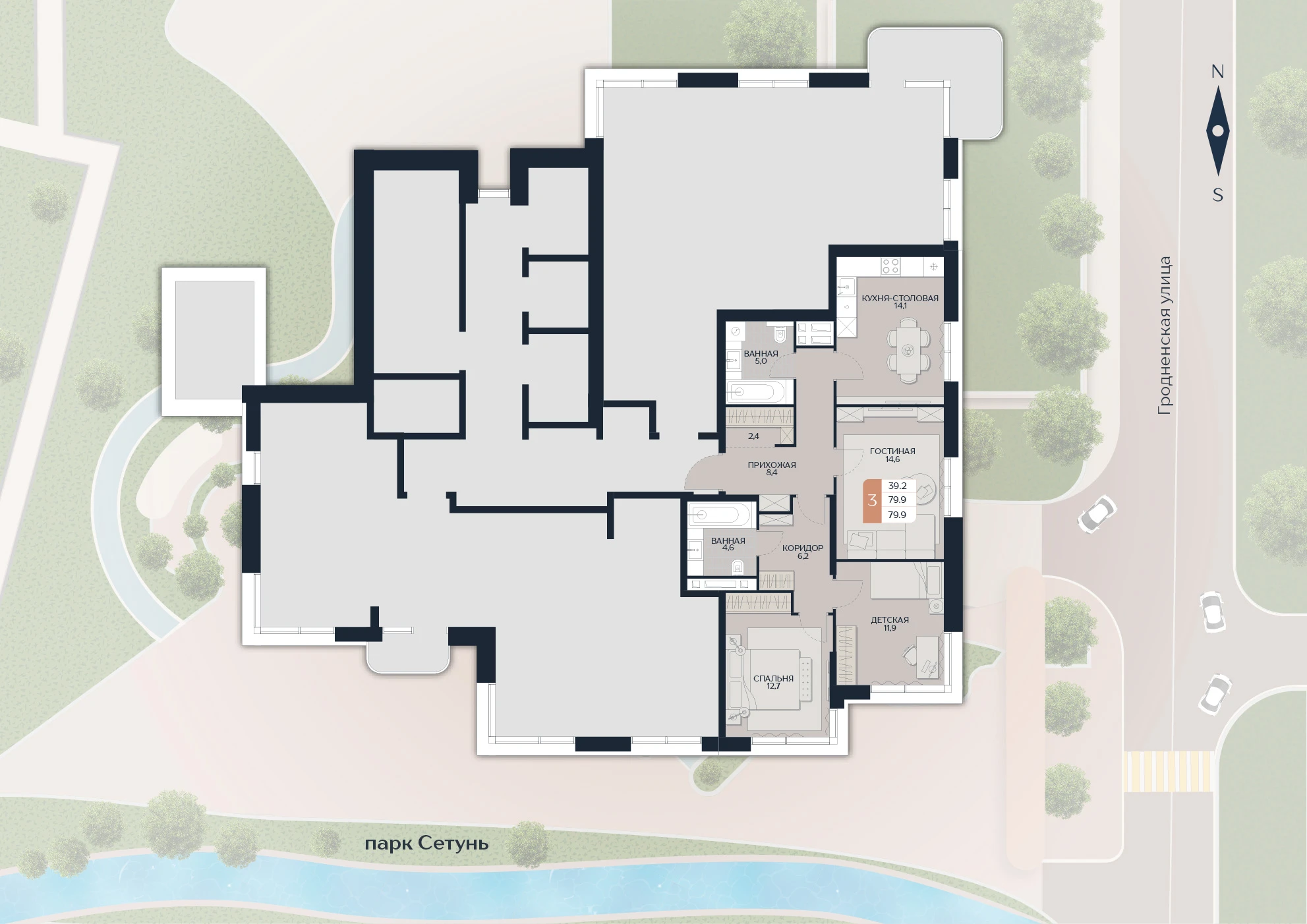 Расположение квартиры 207 на плане здания