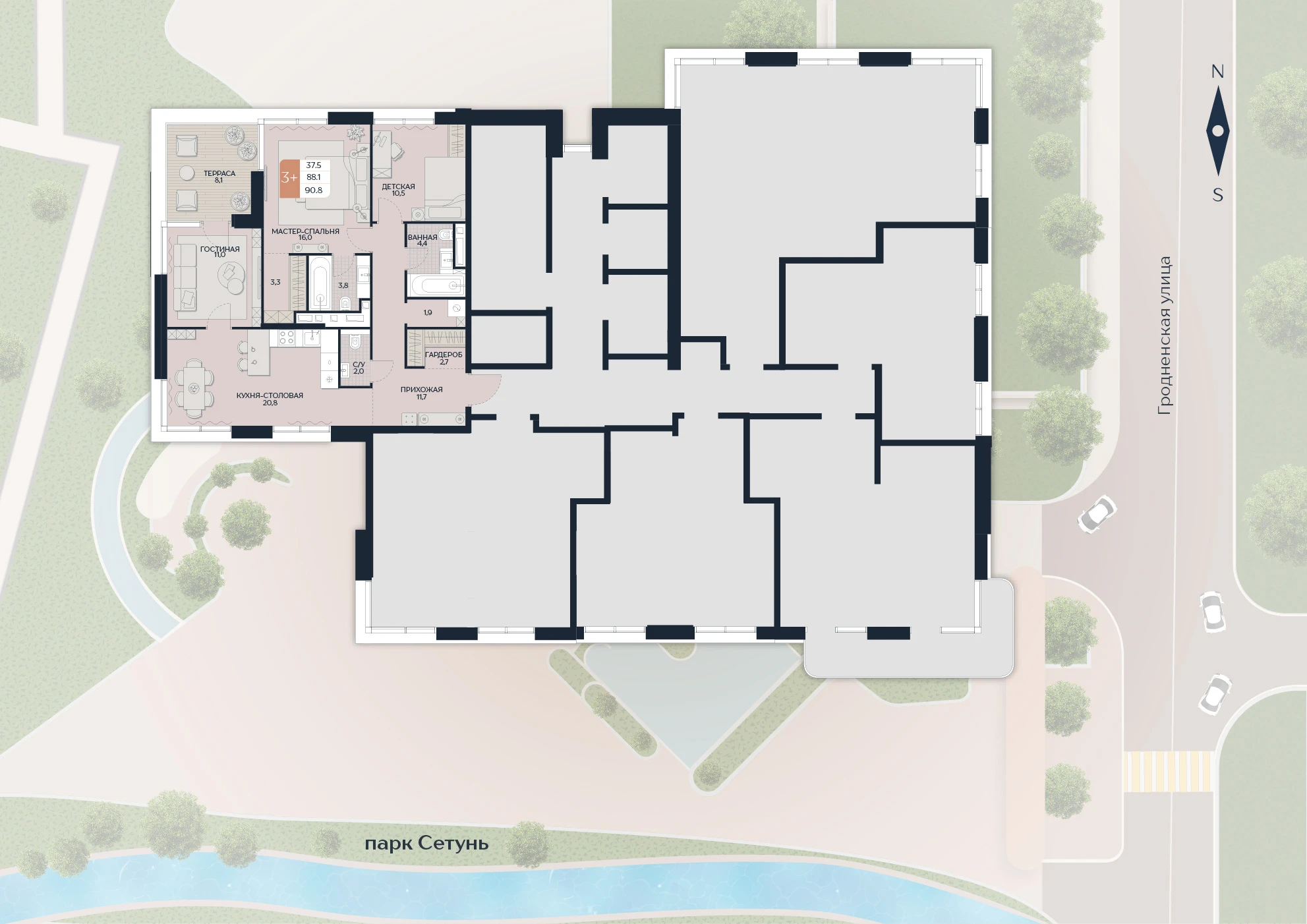 Расположение квартиры 179 на плане здания