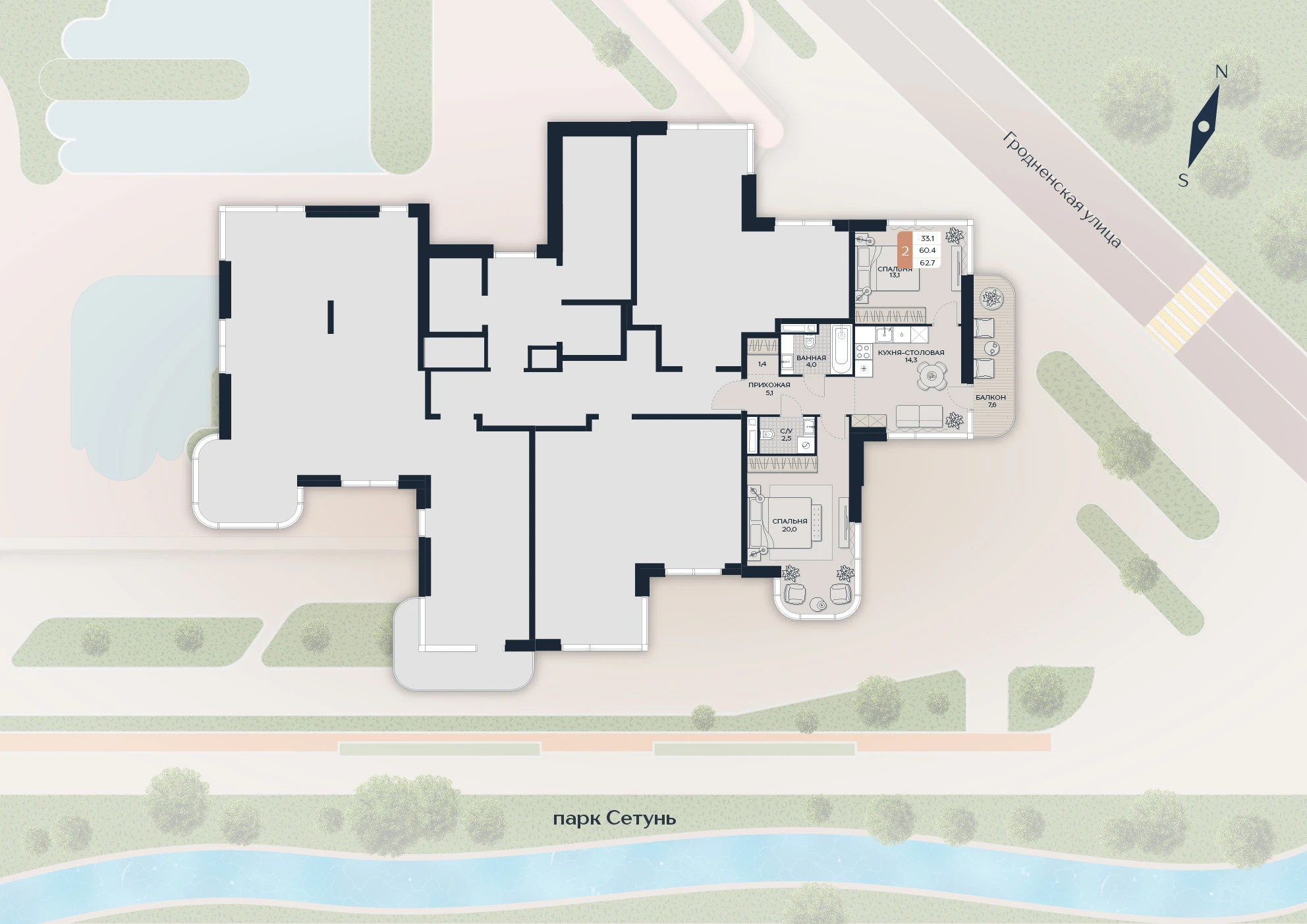 Расположение квартиры 67 на плане здания