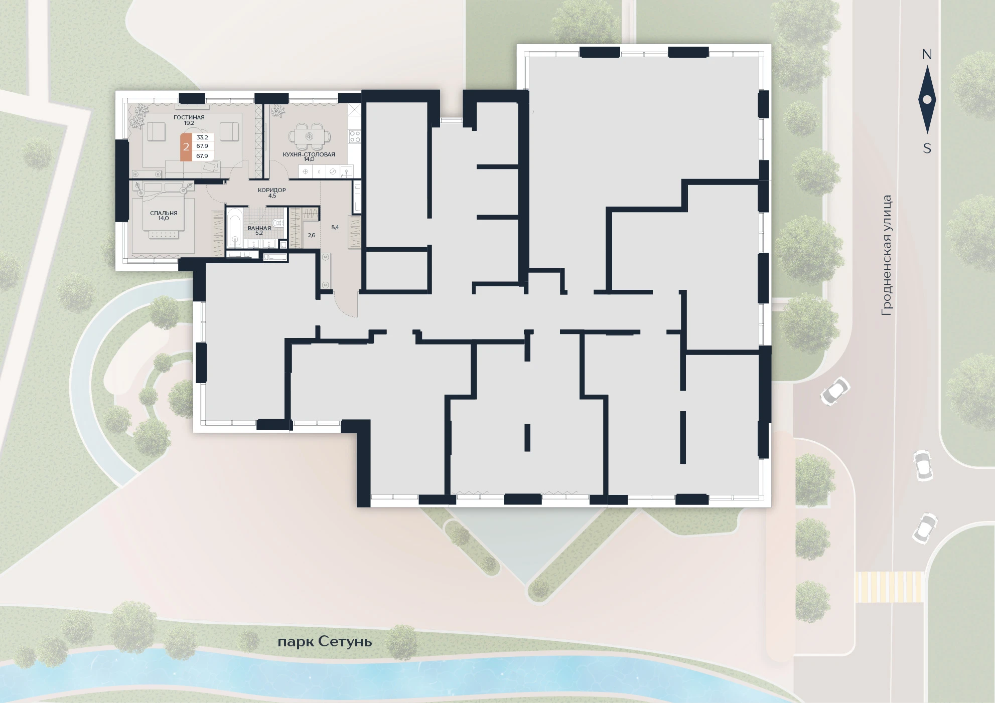 Расположение квартиры 88 на плане здания