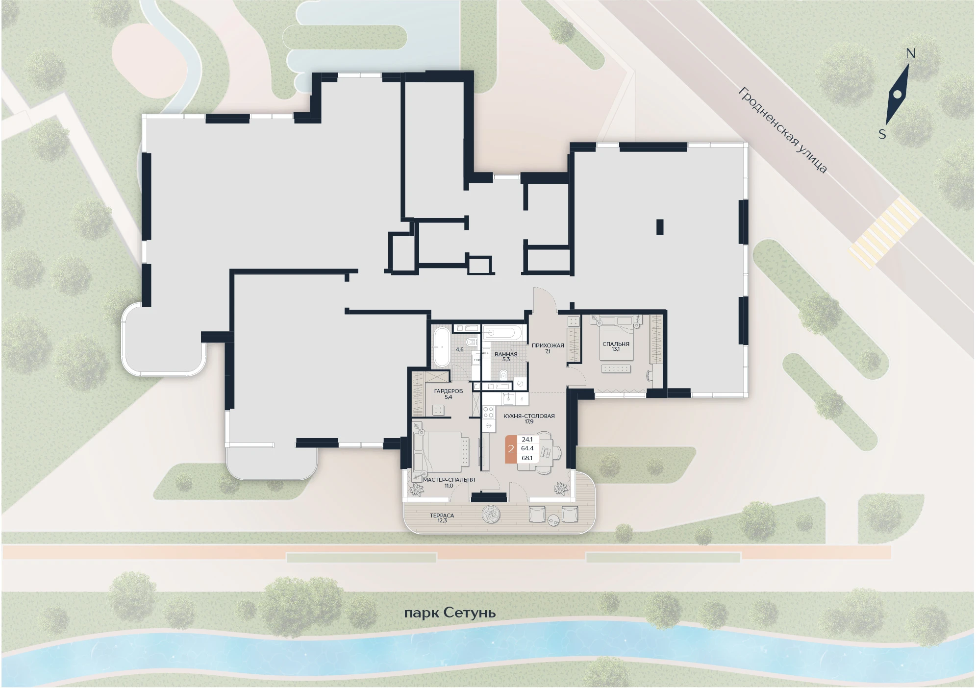 Расположение квартиры 38 на плане здания