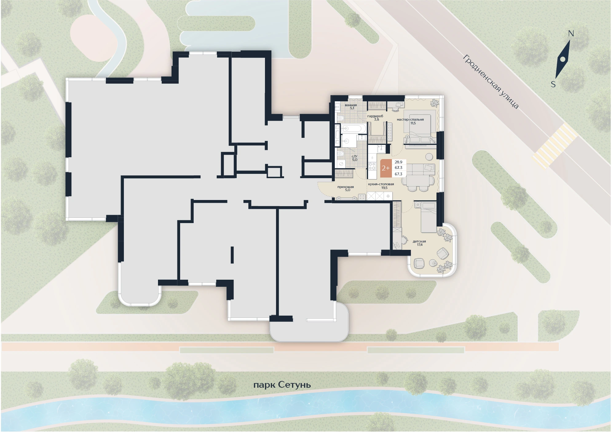 Расположение квартиры 11 на плане здания