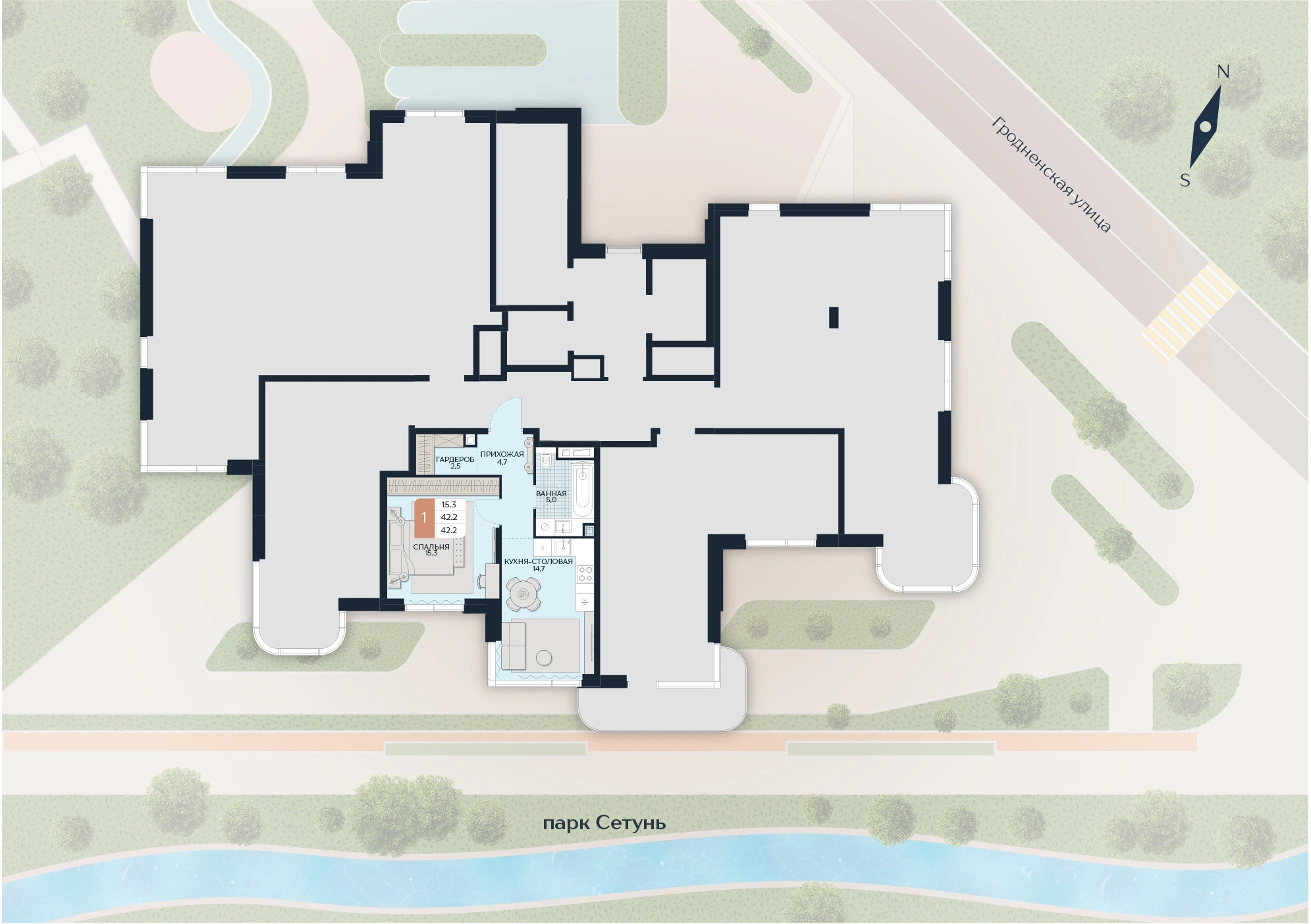 Расположение квартиры 13 на плане здания