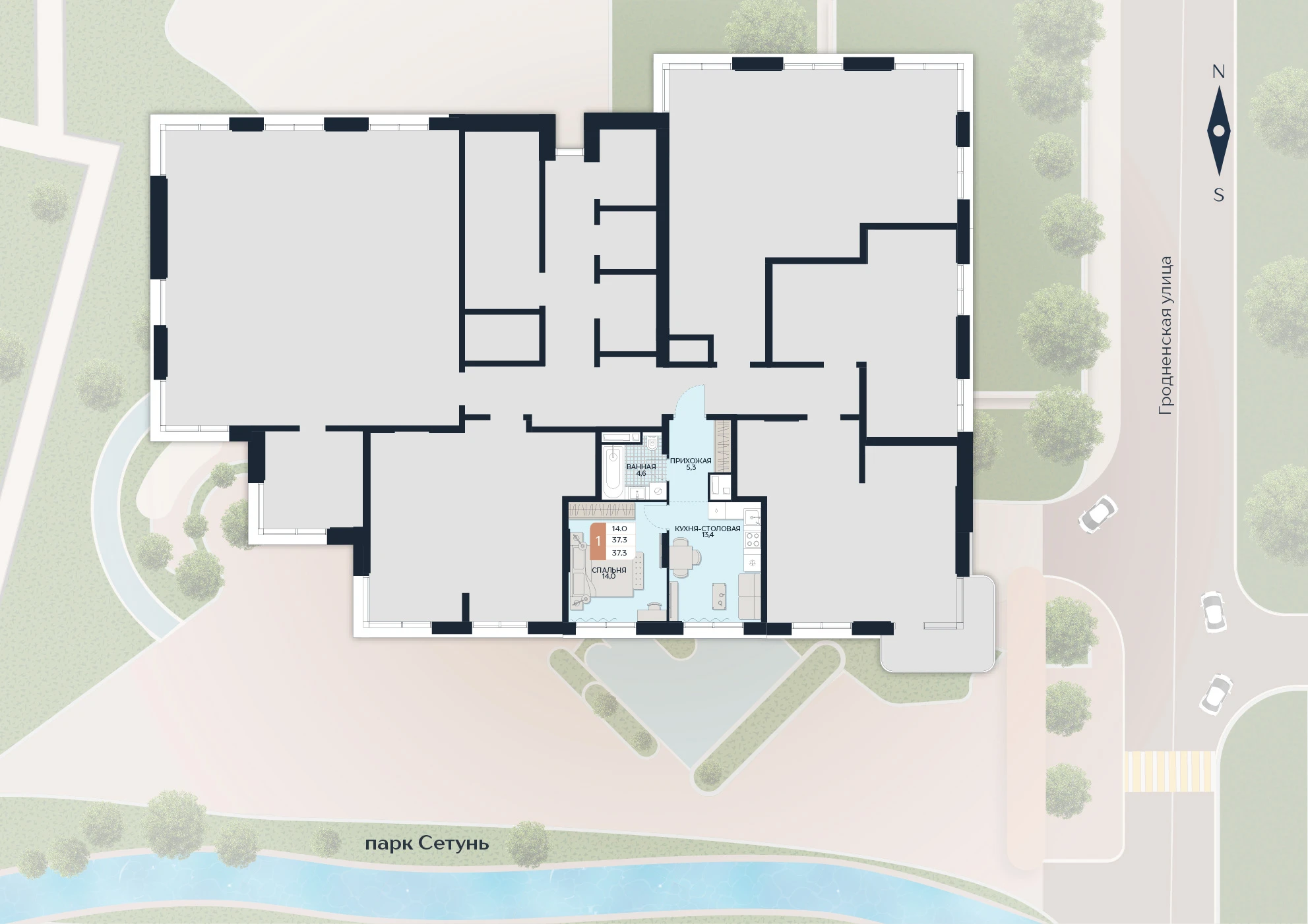 Расположение квартиры 159 на плане здания