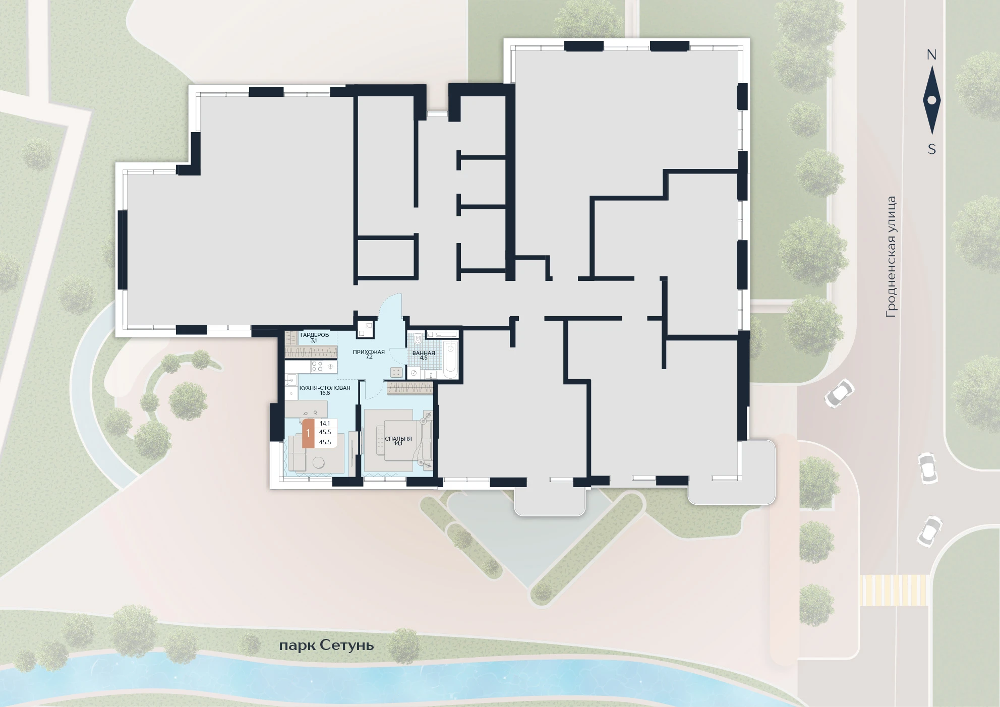 Расположение квартиры 184 на плане здания
