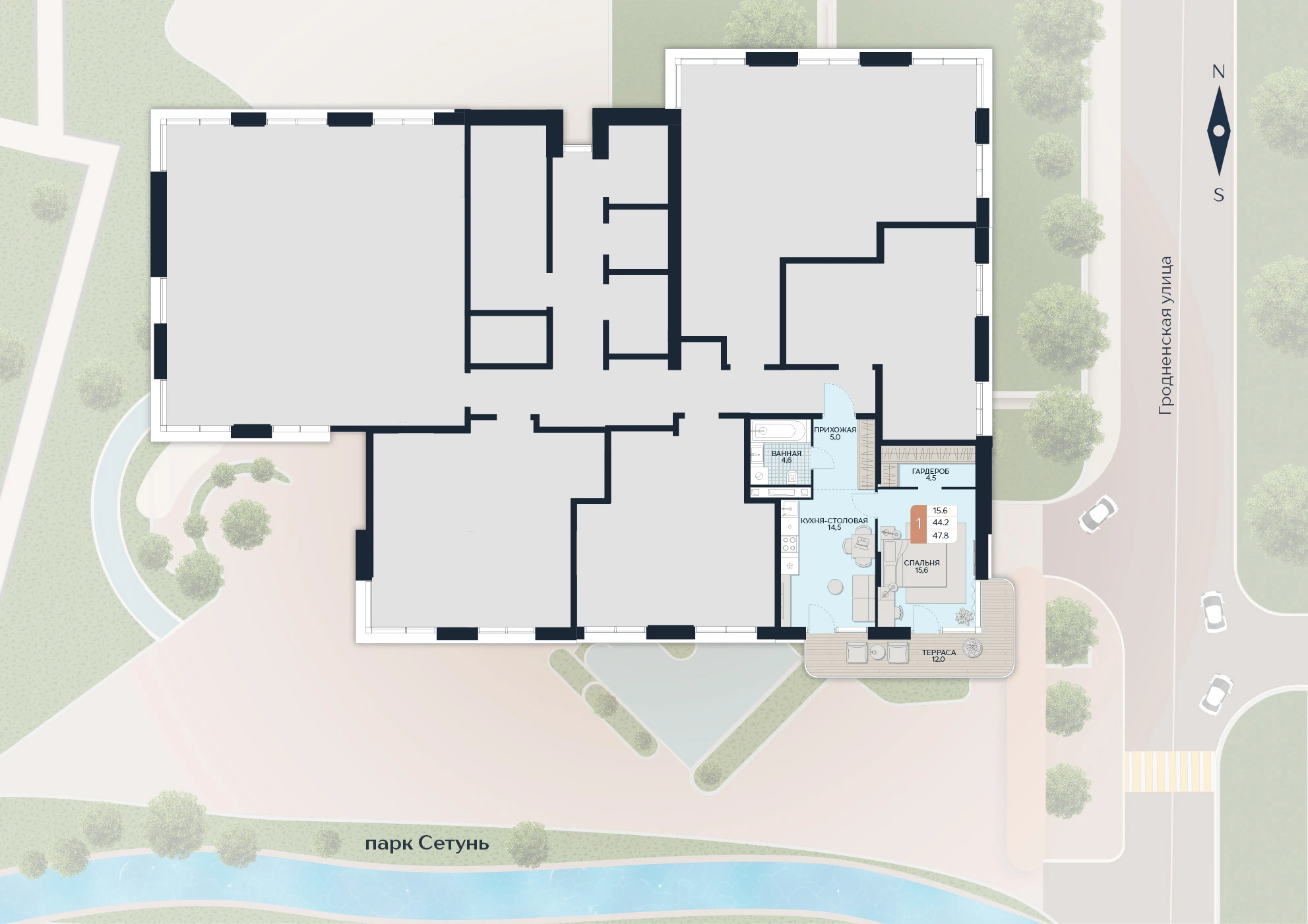 Расположение квартиры 176 на плане здания