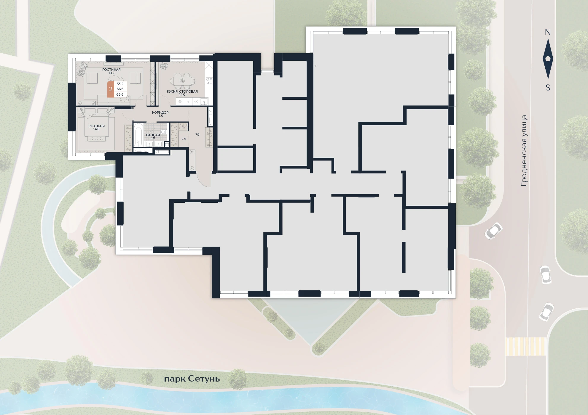 Расположение квартиры 95 на плане здания