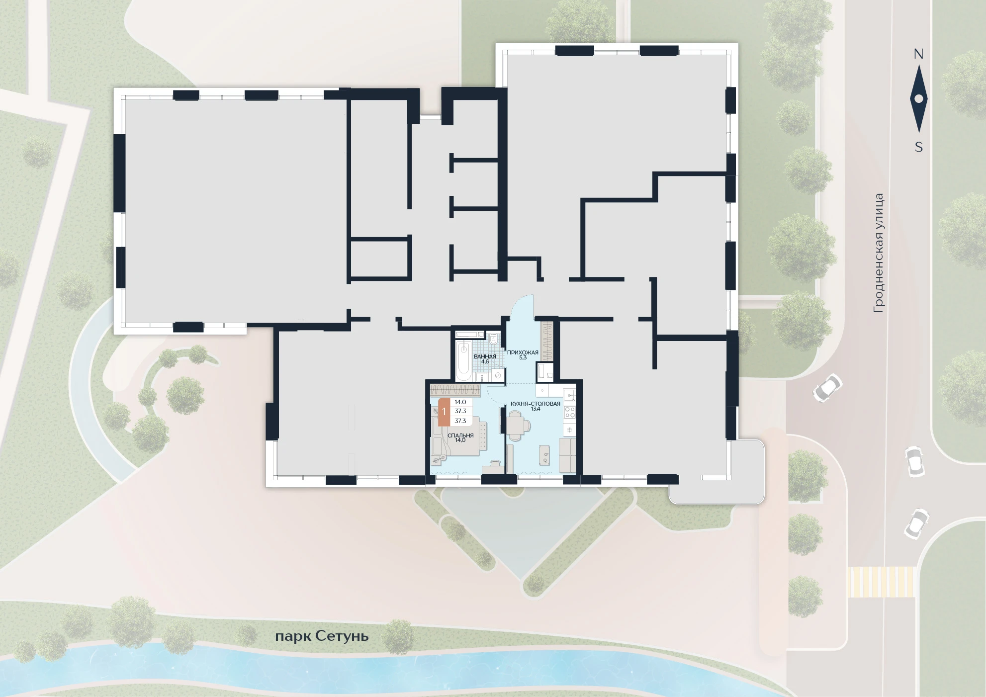 Расположение квартиры 171 на плане здания