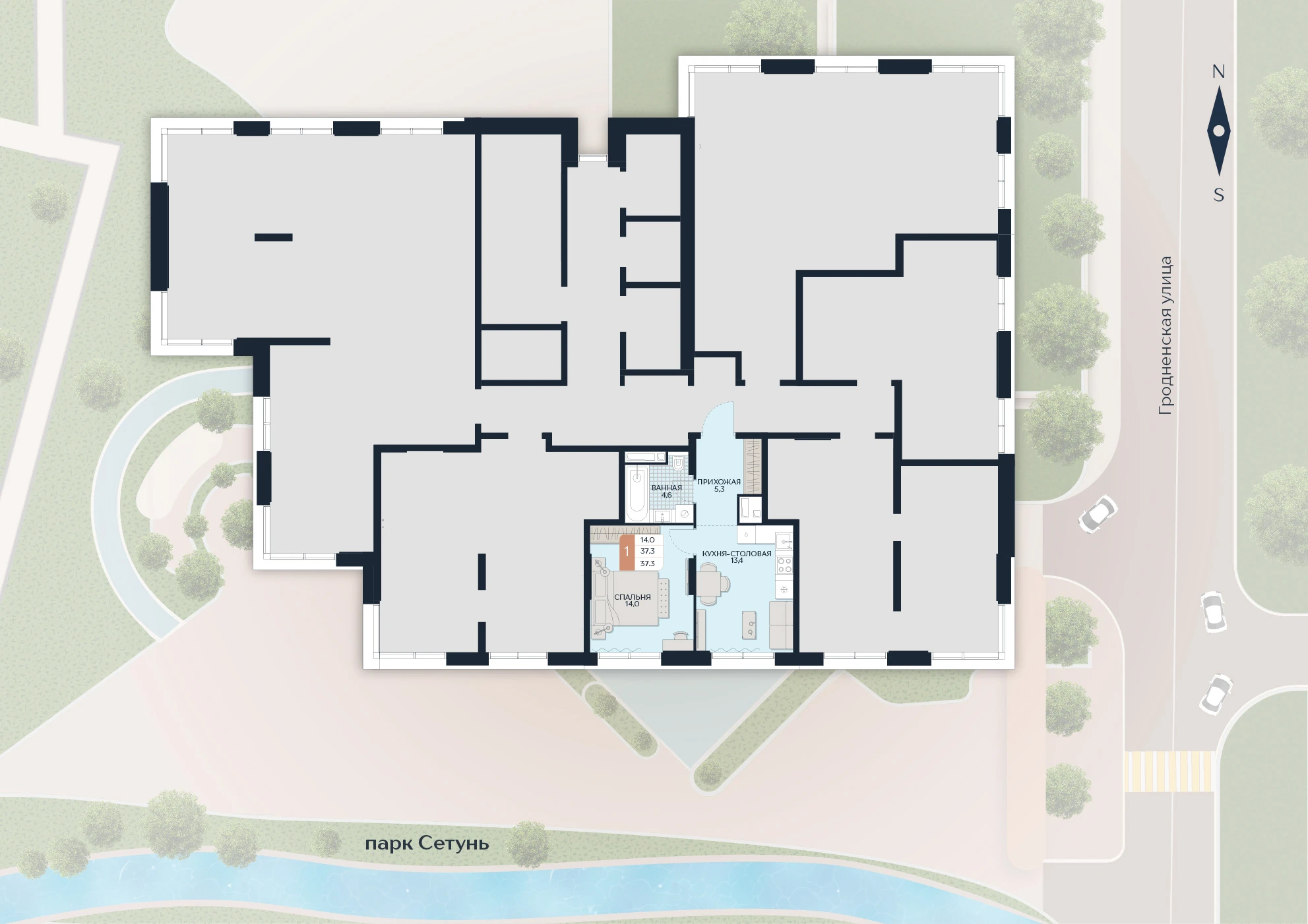 Расположение квартиры 135 на плане здания