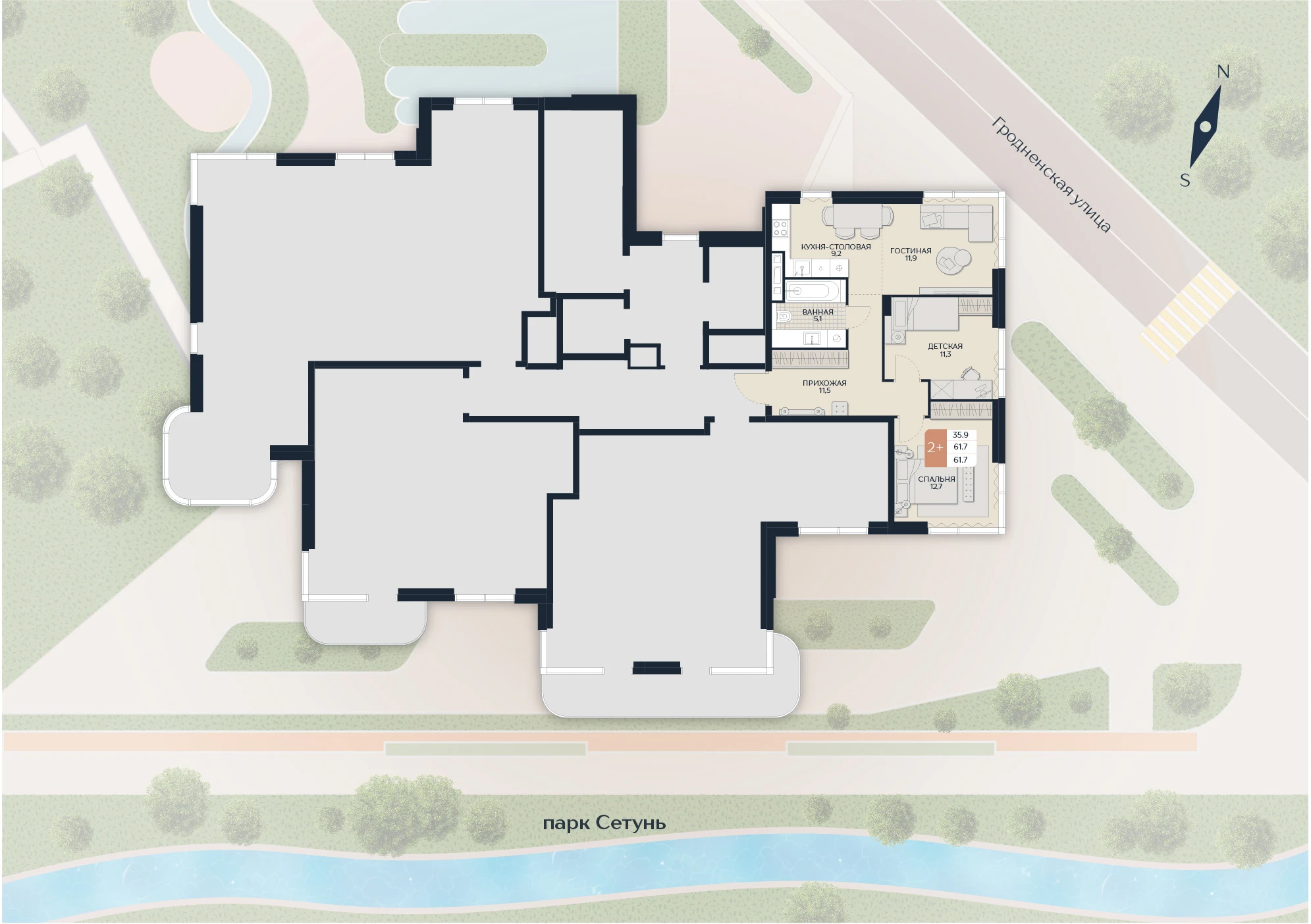 Расположение квартиры 37 на плане здания