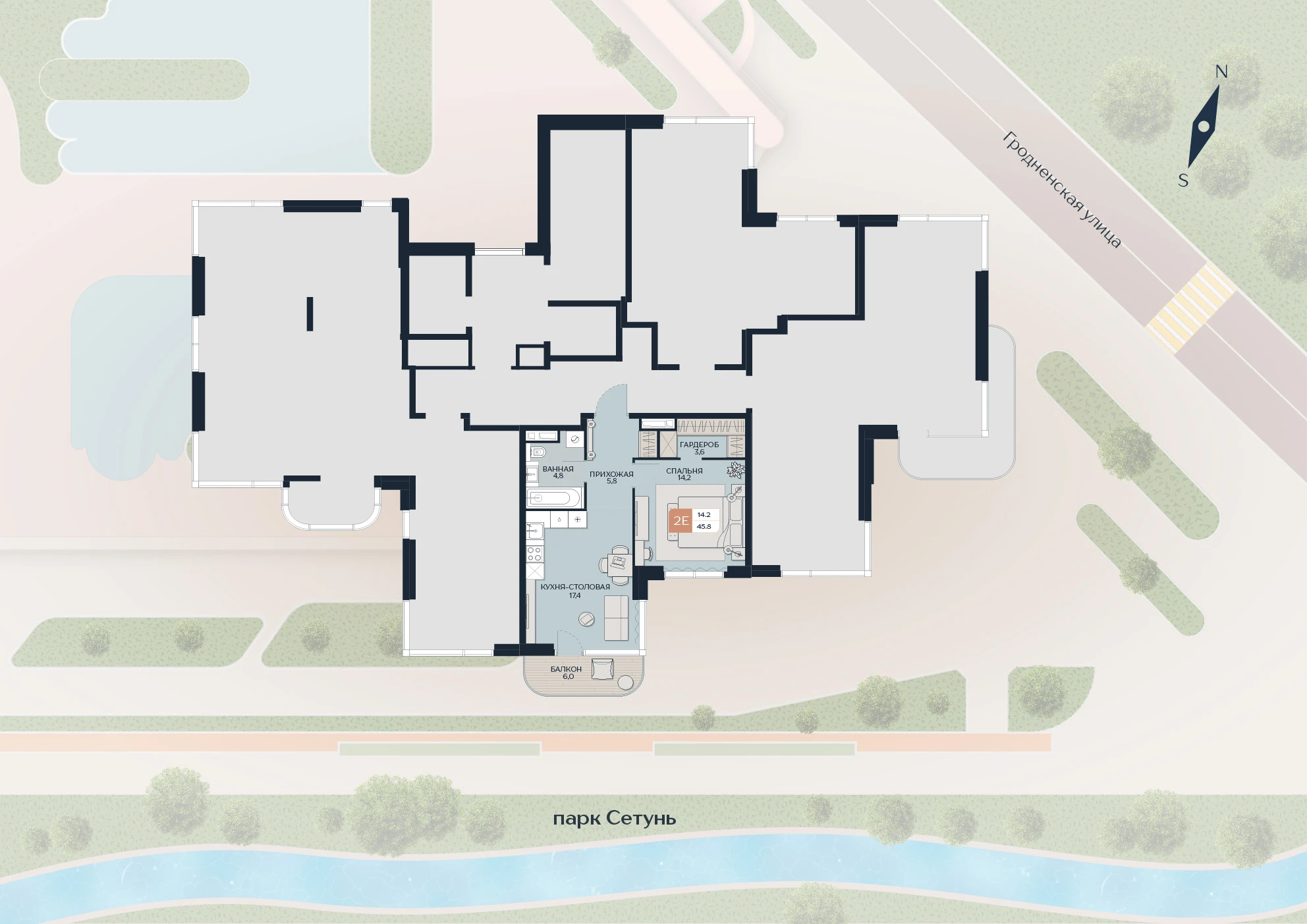 Расположение квартиры 60 на плане здания
