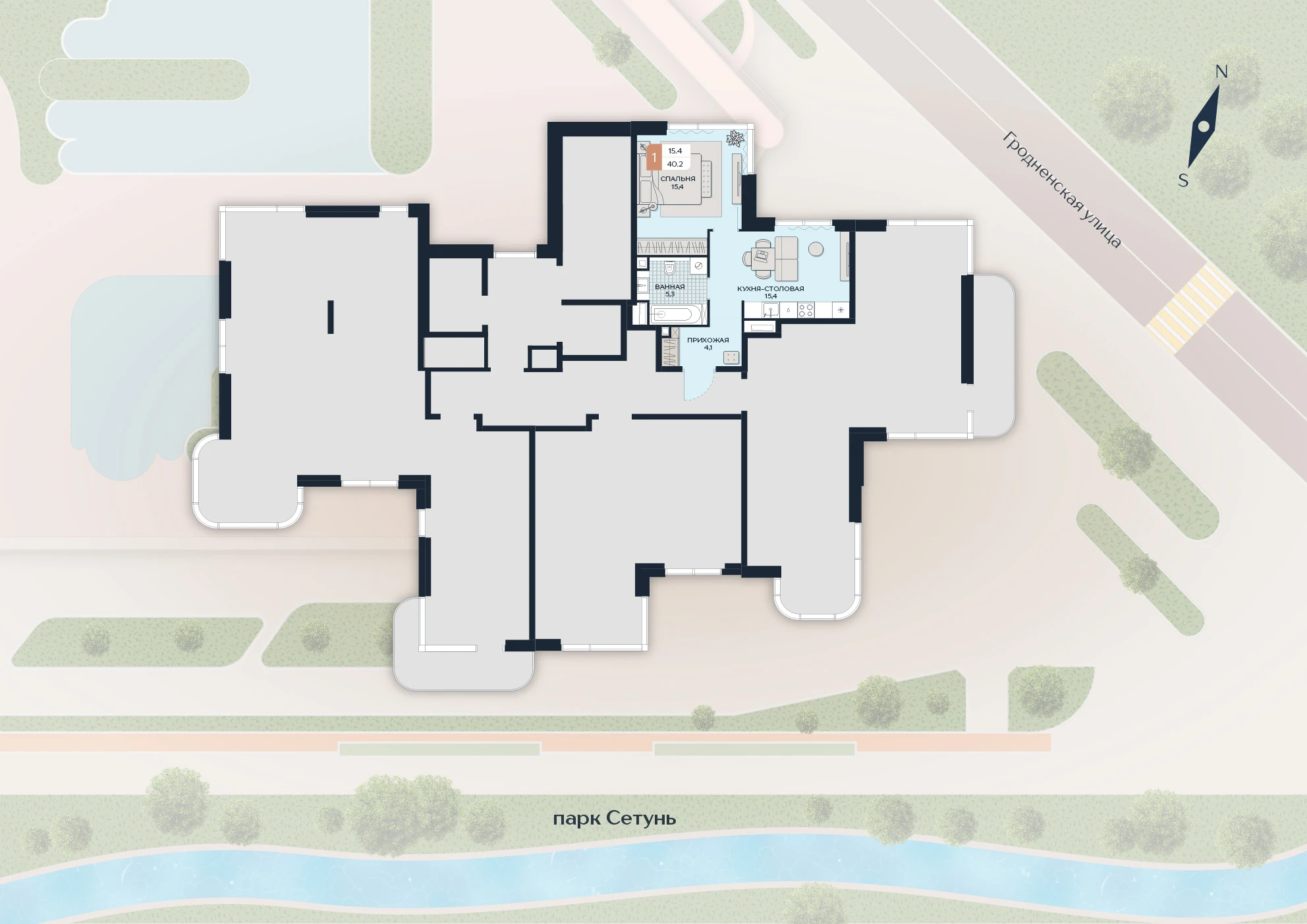 Расположение квартиры 66 на плане здания