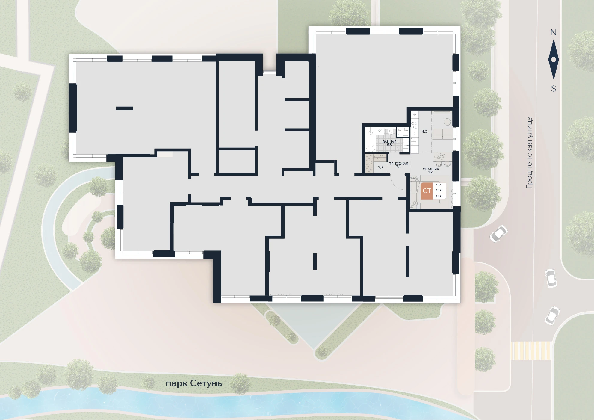 Расположение квартиры 83 на плане здания