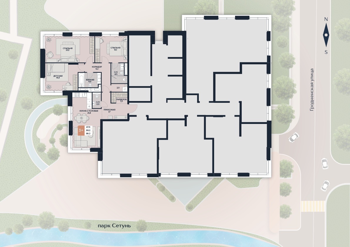 Расположение квартиры 119 на плане здания