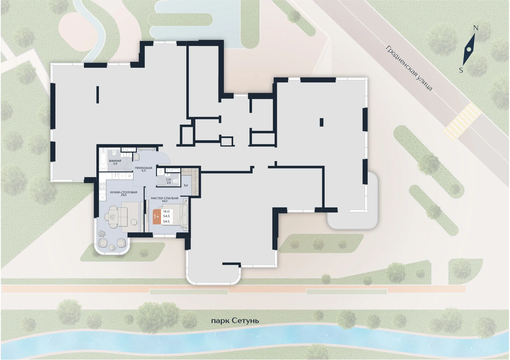 Расположение квартиры 35 на плане здания