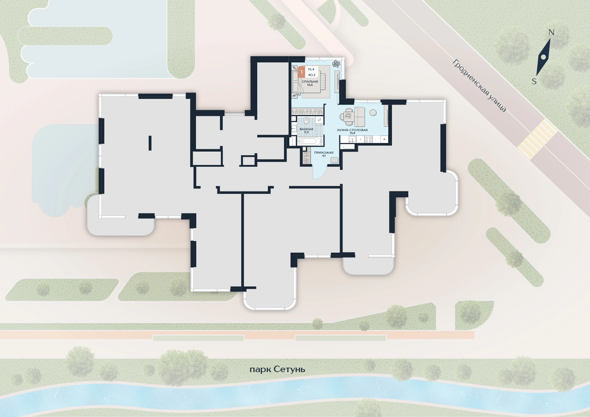 Расположение квартиры 70 на плане здания