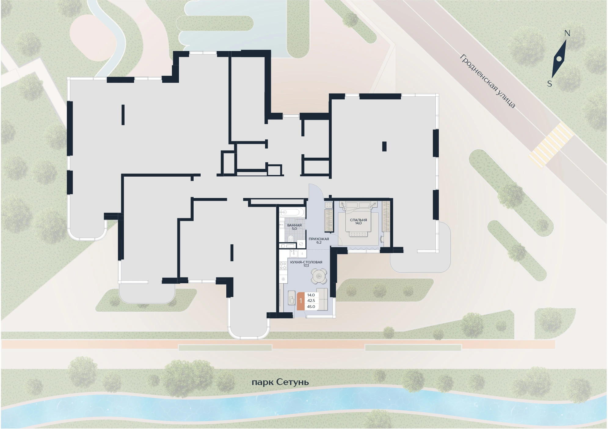 Расположение квартиры 17 на плане здания