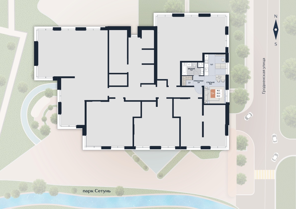 Расположение квартиры 121 на плане здания