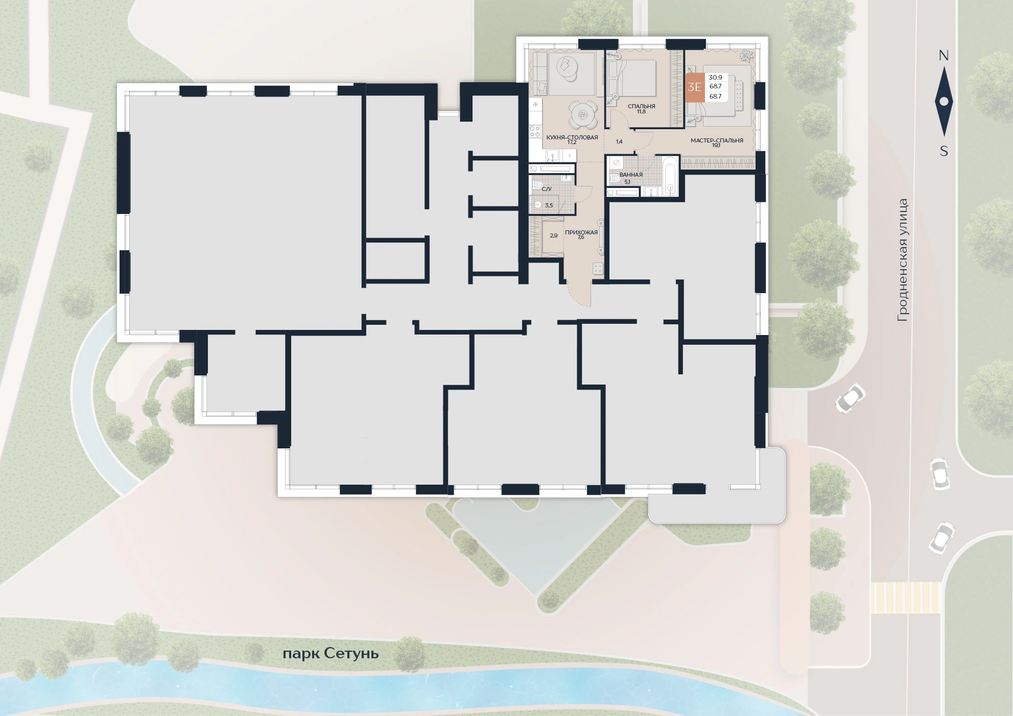Расположение квартиры 162 на плане здания
