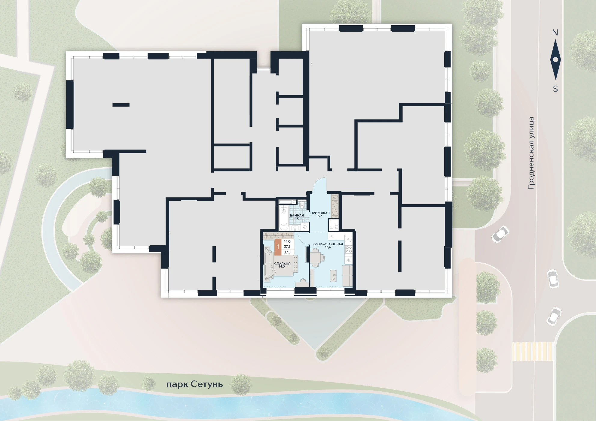 Расположение квартиры 141 на плане здания