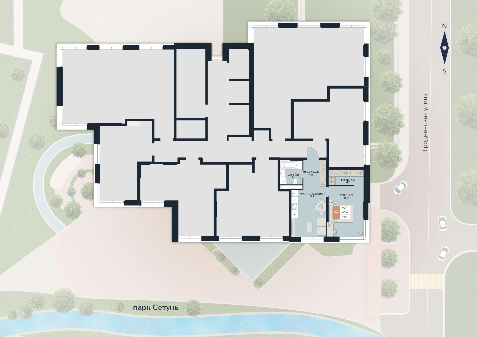 Расположение квартиры 91 на плане здания
