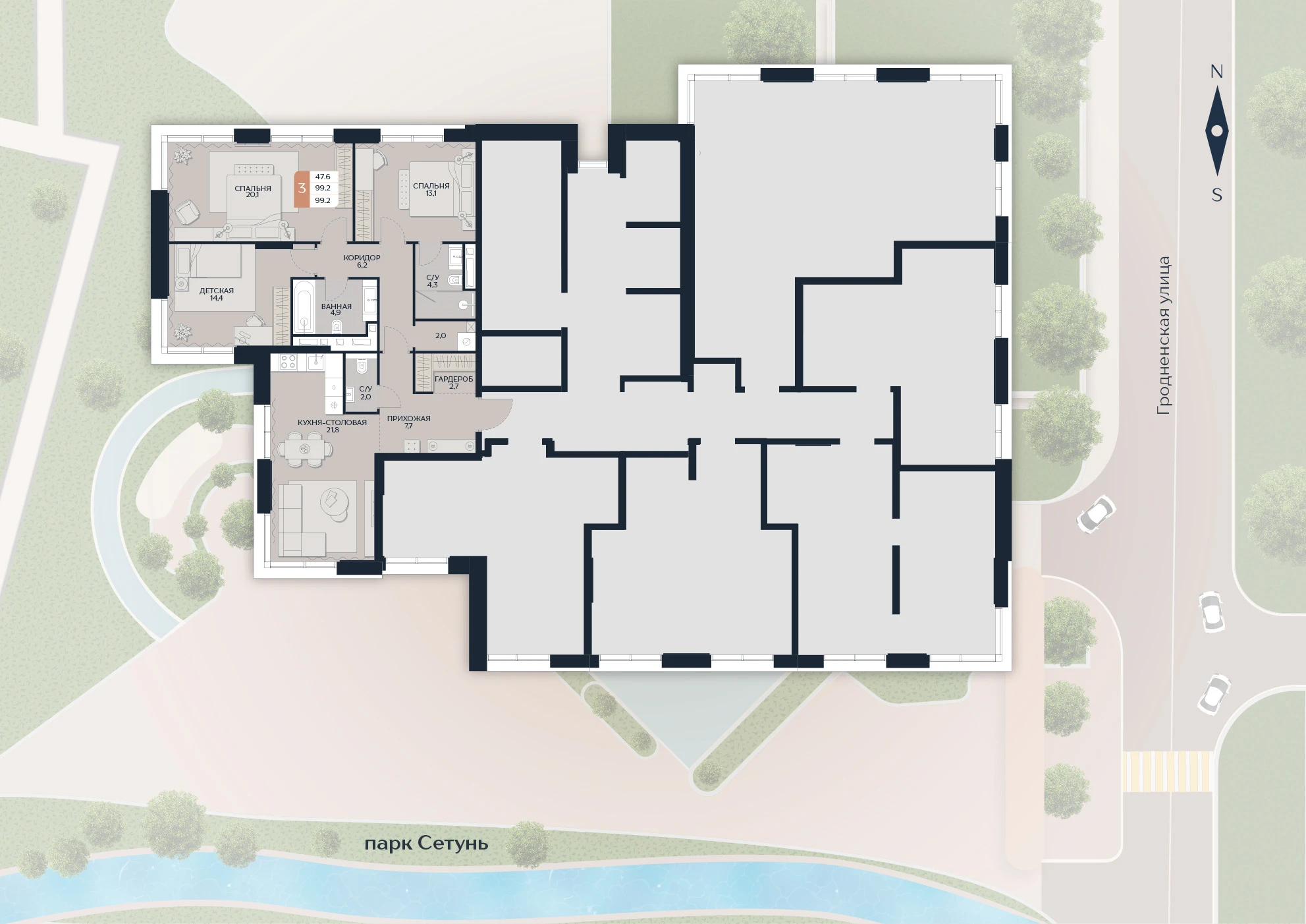 Расположение квартиры 101 на плане здания