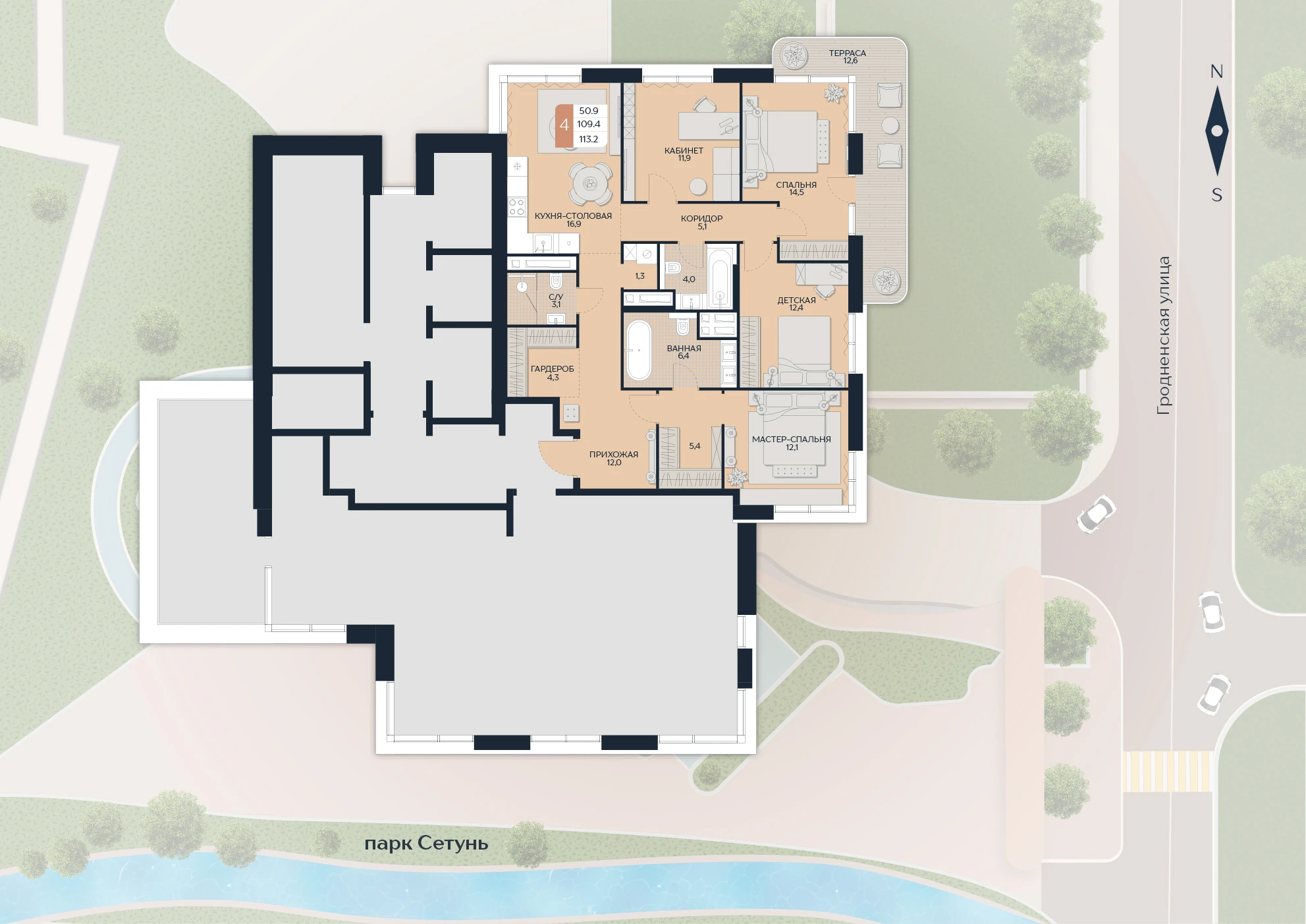 Расположение квартиры 217 на плане здания