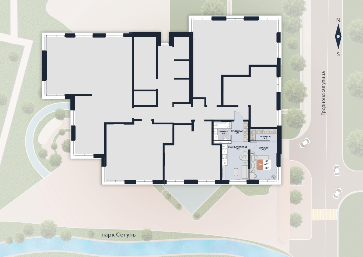 Расположение квартиры 116 на плане здания