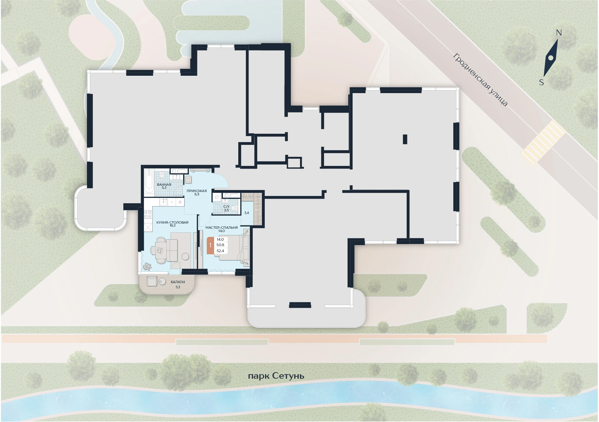 Расположение квартиры 39 на плане здания