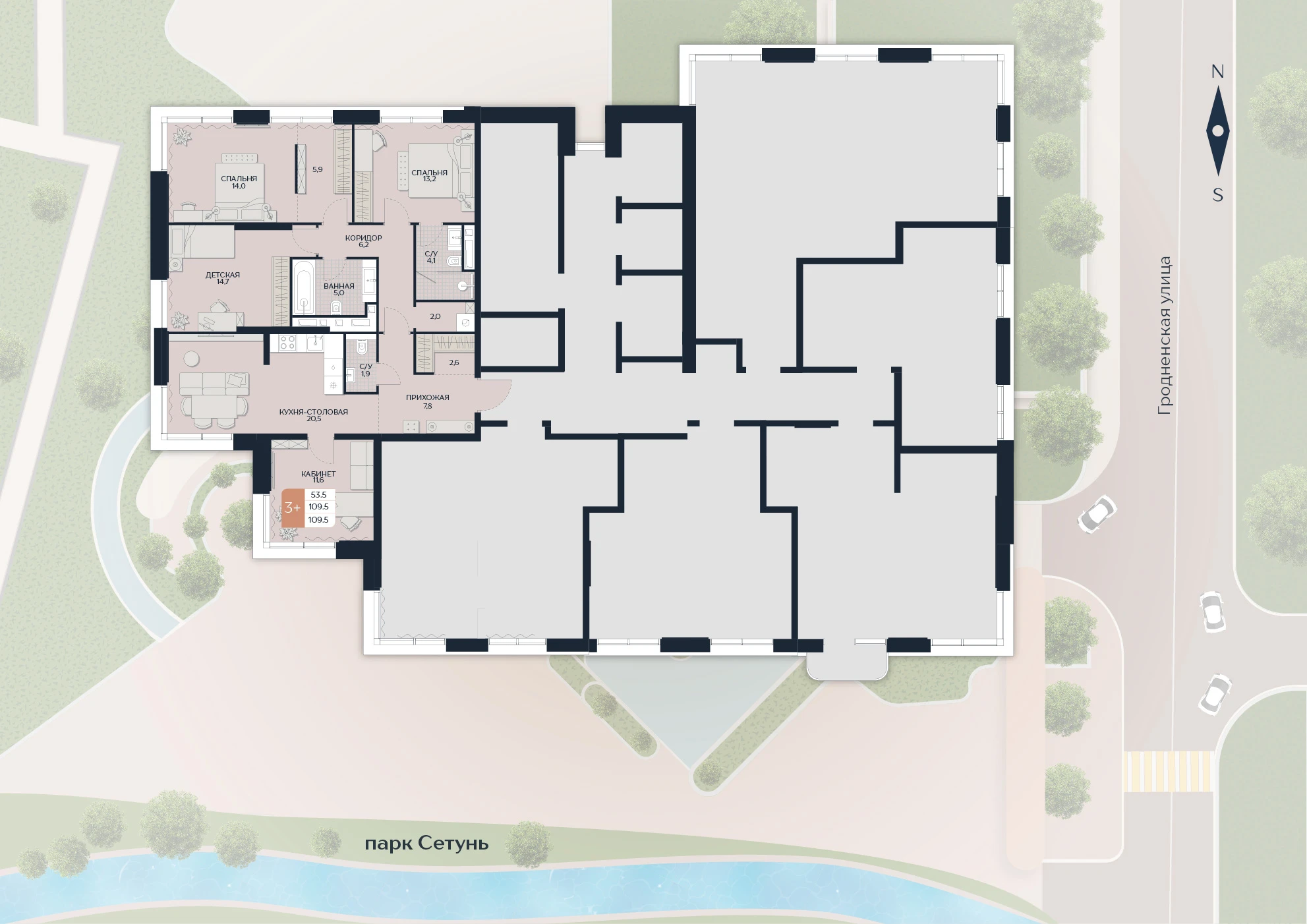 Расположение квартиры 149 на плане здания