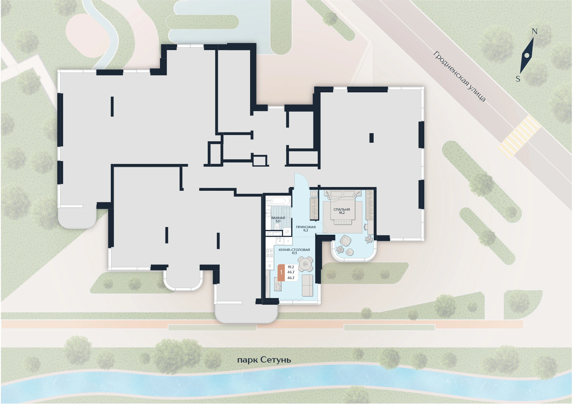 Расположение квартиры 22 на плане здания