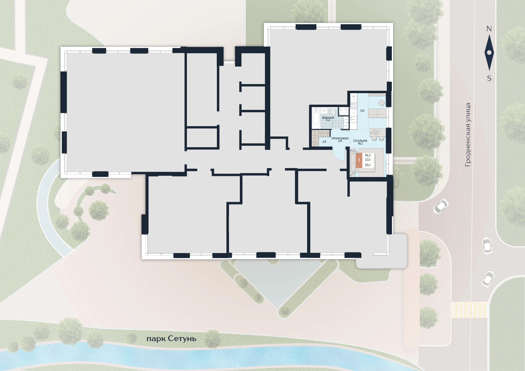 Расположение квартиры 169 на плане здания