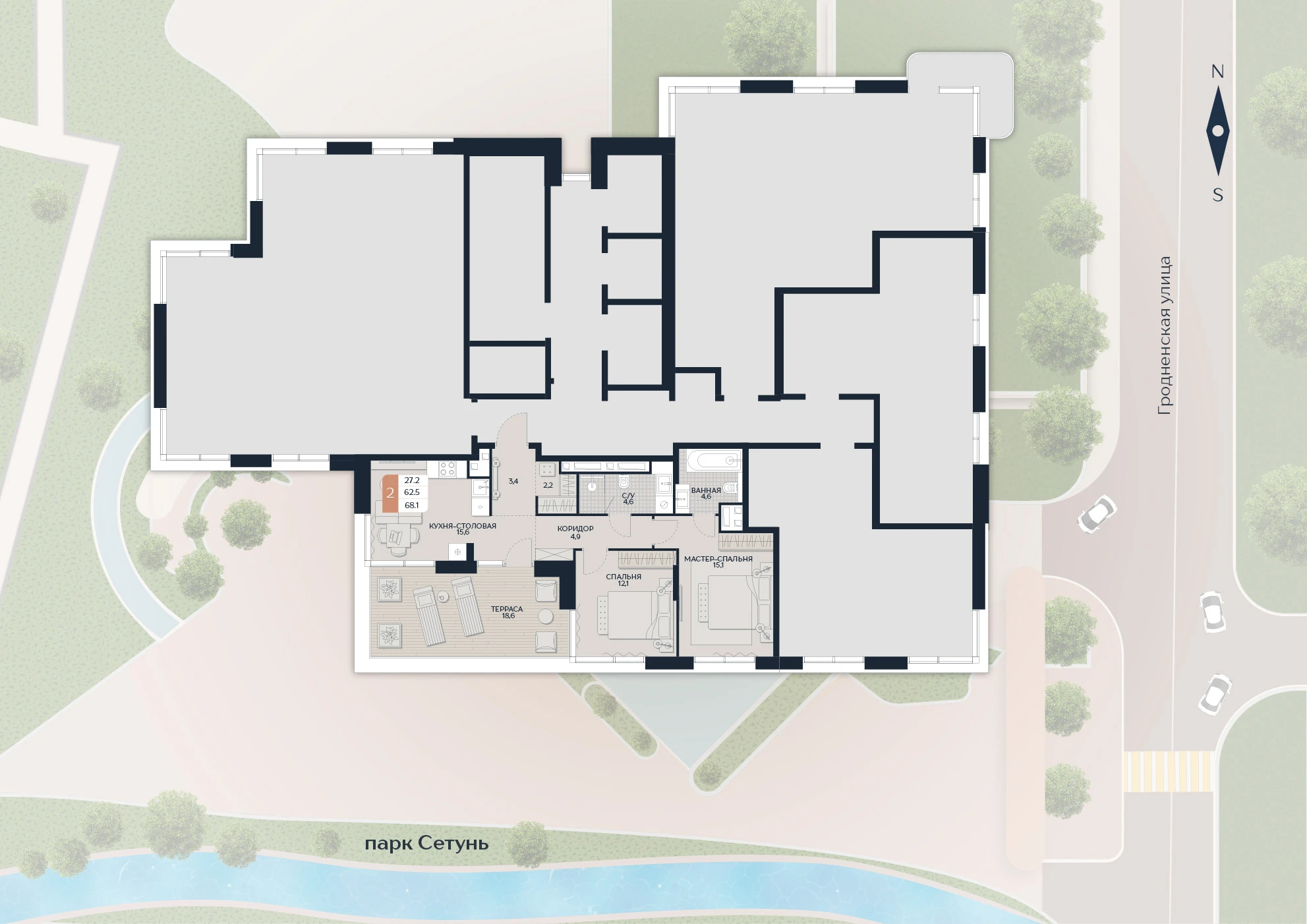 Расположение квартиры 189 на плане здания