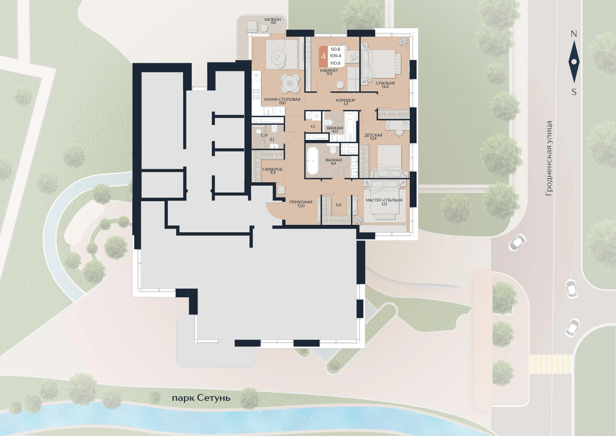 Расположение квартиры 219 на плане здания