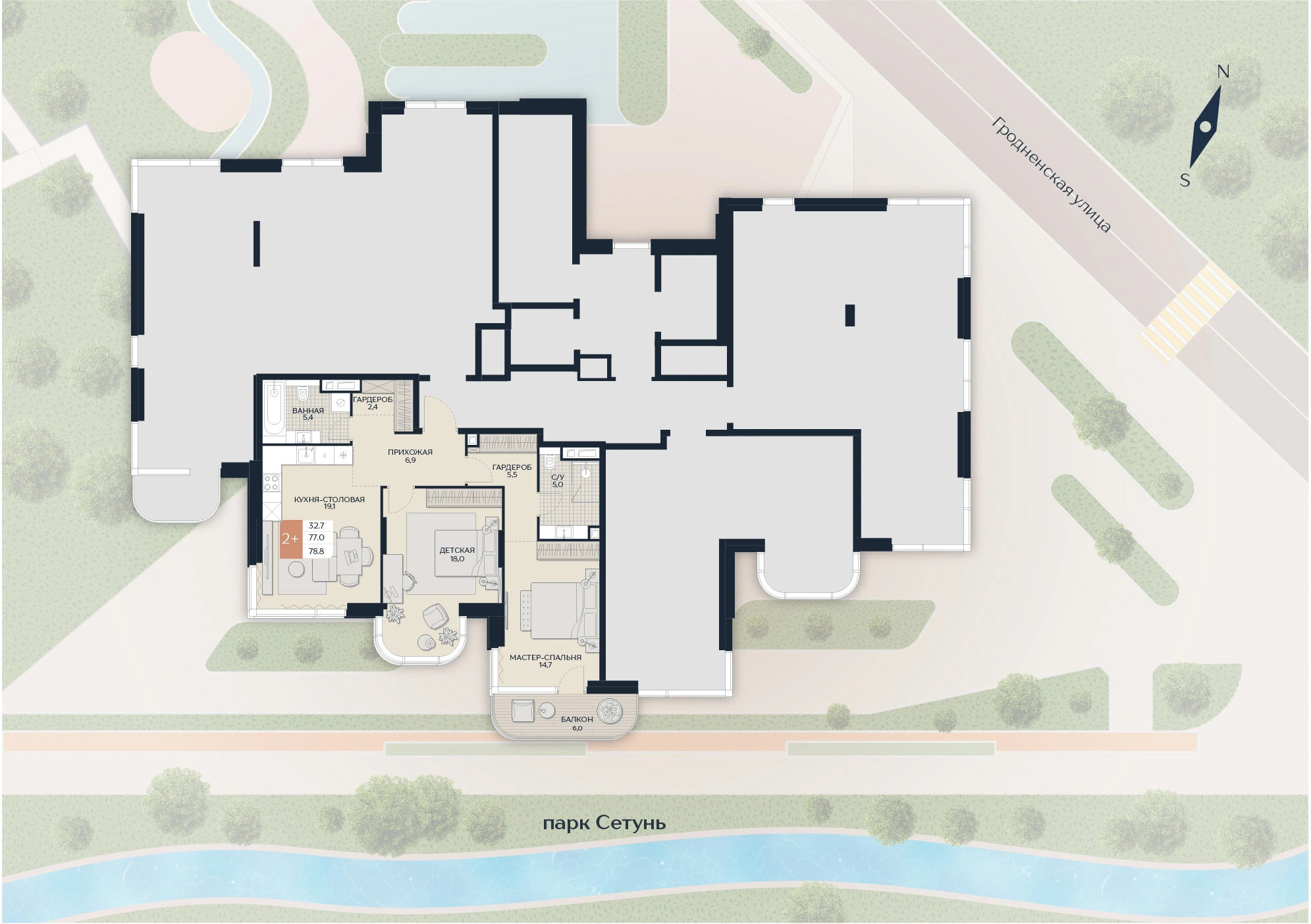 Расположение квартиры 23 на плане здания